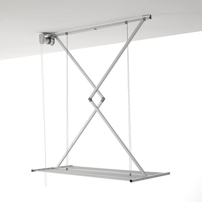 foxydry Mini, Ceiling Mounted Clothes Drying Rack, Pulley Clothesline, Vertical Folding Laundry Drying Rack 21.26" D x 59.84" W x 9.84" H