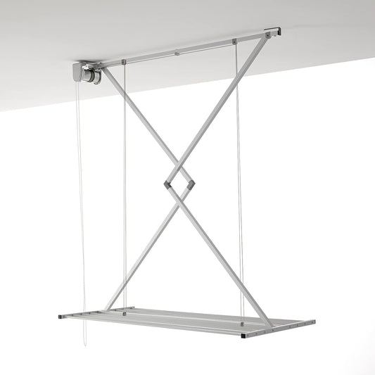 foxydry Mini, Ceiling Mounted Clothes Drying Rack, Pulley Clothesline, Vertical Folding Laundry Drying Rack 21.26" D x 59.84" W x 9.84" H