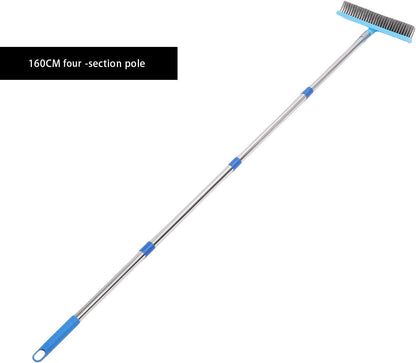 Heavy Duty Wire Brush, Heavy Duty Stainless Steel Metal Broom for Outdoor Floor Cleaning, Long Telescopic Handle for Patios and Decks (63 in)