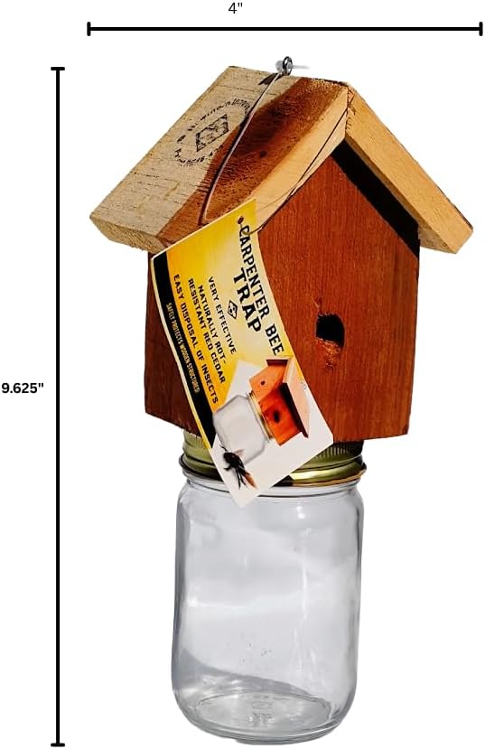 Wood Carpenter Bee Trap for Outside - Wood Boring bee Trap - Amish-Made Rustic Cedar Outdoor Hanging- Insect Traps Removes Carpenter Bee