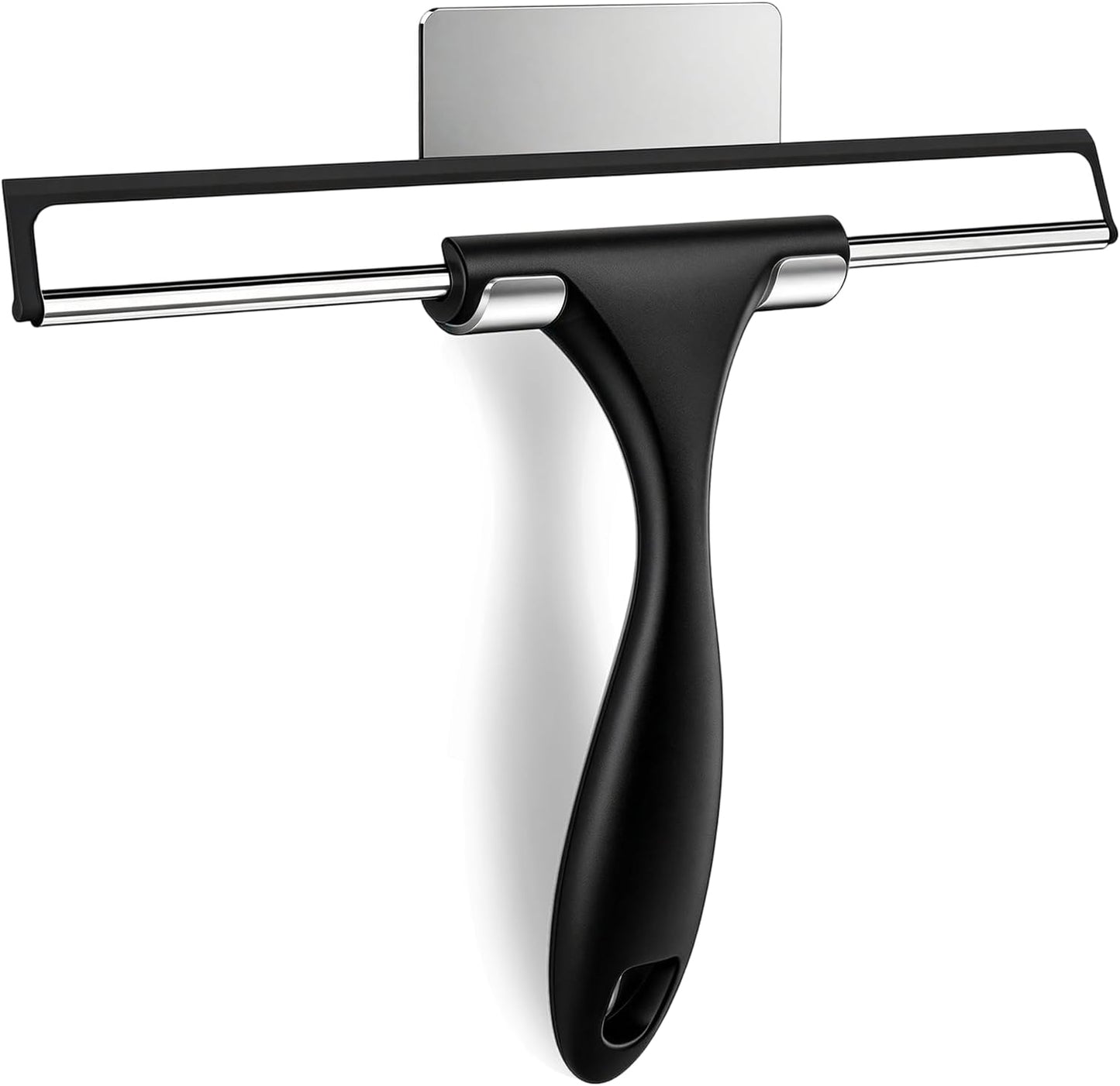 SetSail Squeegee for Shower Glass Door Stainless Steel Shower Squeegee for Glass Doors All-Purpose Window Squeegee for Tile Shower Walls, Sink, Mirror, Bathroom, Car Window Cleaning 10 Inches, Balck