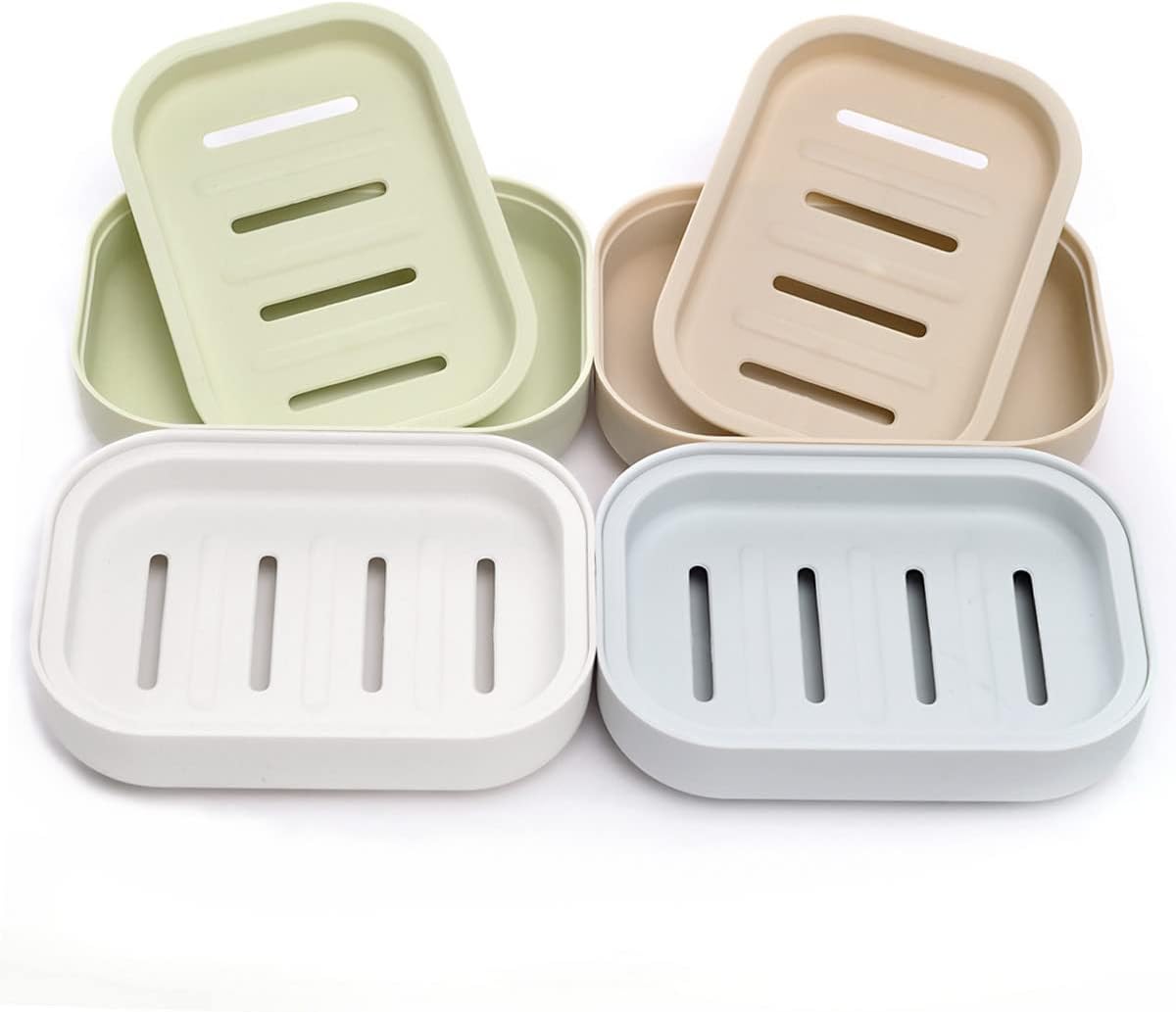 3 Pack Bamboo Wood Soap Dish Bar Soap Holder with Self Draining Tray Natural Waterfall Drain Soap Saver for Shower Bathroom Kitchen