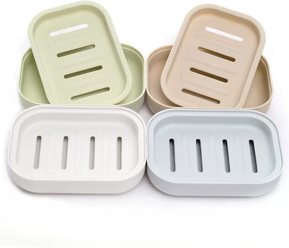 3 Pack Bamboo Wood Soap Dish Bar Soap Holder with Self Draining Tray Natural Waterfall Drain Soap Saver for Shower Bathroom Kitchen
