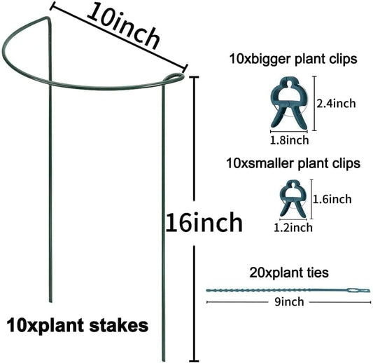 TCBWFY 10 Pack Plant Support Stakes for Peony,10"Widex24"High Heavy Duty 4.5mm Peony Cages and Support,Metal Peony Supports for Outdoor Indoor Plants,Plant Supports for Peony