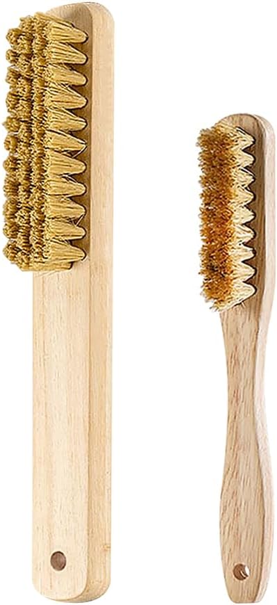 Soft Boar Bristle Cleaning Brush Wooden Laundry Scrub Brush Clothing Stain Brushes Clothes Scrubbing Brushes Shoe Cleaning Scrubbers Shoe Care Tools for Delicate Fabrics Large