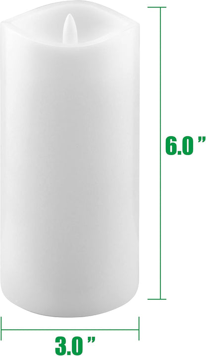 Stonebriar 6 Count White Real Wax 3x3 Flameless LED Pillar Candles with Remote and Timer
