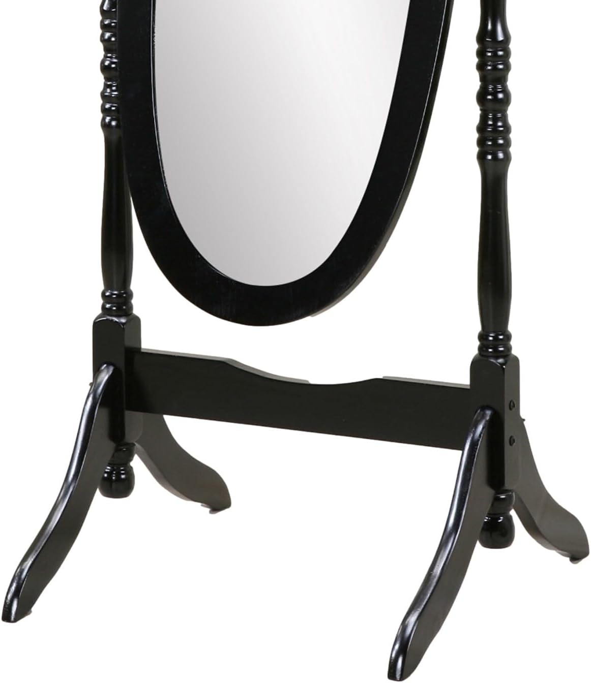 Full Length Mirror with Stand - Traditional Queen Anna Cheval Style in Solid Wood, Freestanding Adjustable Tilting Oval Glass for Bedroom & Dressing Room (Cherry)