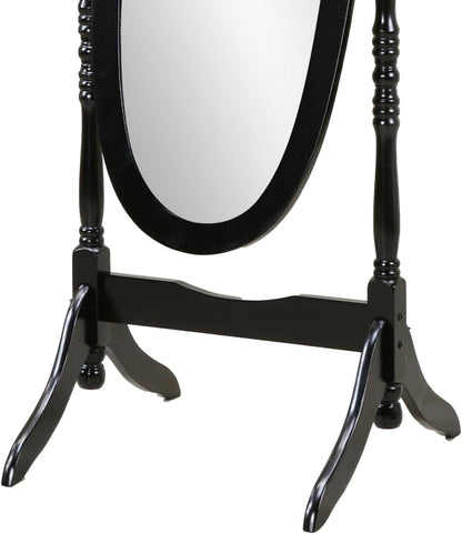 Full Length Mirror with Stand - Traditional Queen Anna Cheval Style in Solid Wood, Freestanding Adjustable Tilting Oval Glass for Bedroom & Dressing Room (Cherry)