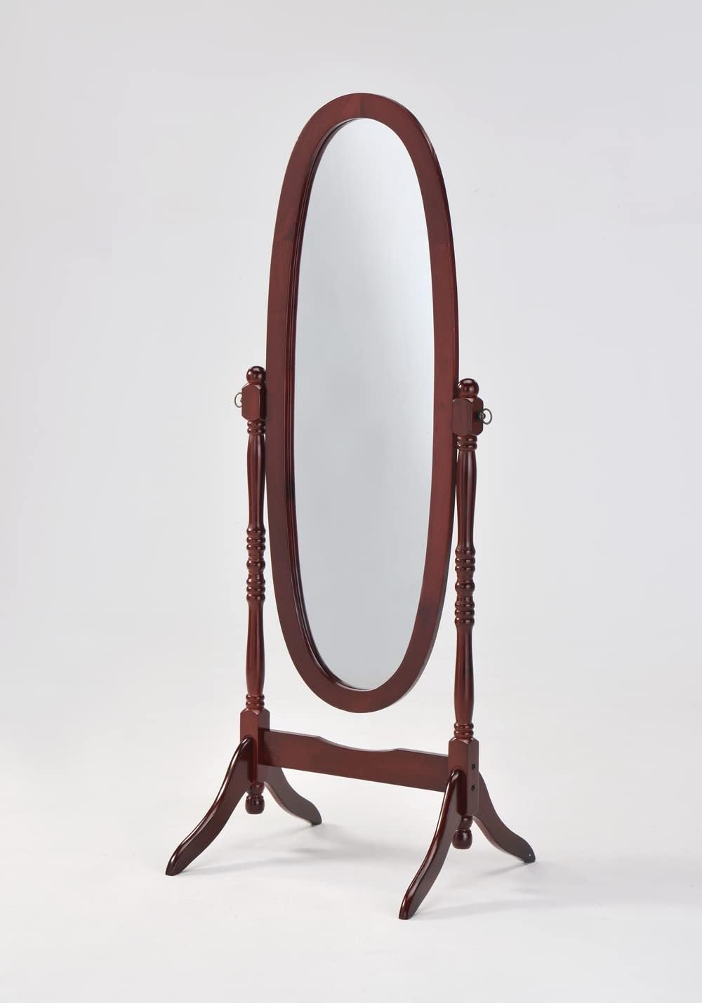 GTU Furniture Swivel Adjustable Full-Length Oval Wood Cheval Stand Floor Mirror(Pink)