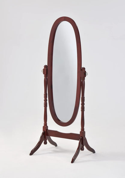 GTU Furniture Swivel Adjustable Full-Length Oval Wood Cheval Stand Floor Mirror(Pink)