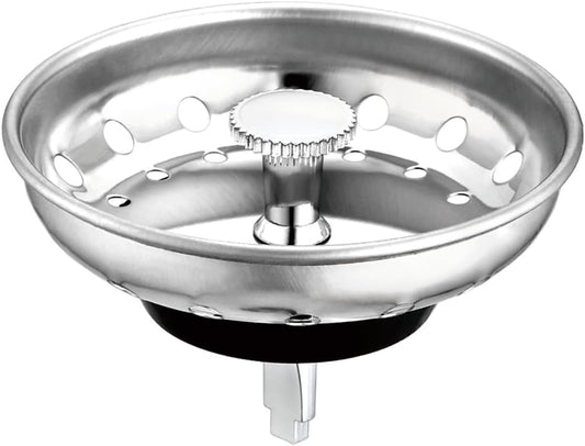 3.5" Kitchen Sink Deep Cup Drain Strainer with Rustproof Gasket | 304 stainless steel| Deep cup holds more debris| Leak-proof rubber gasket | Fit 3.5" standard kitchen sinks with mounting nut