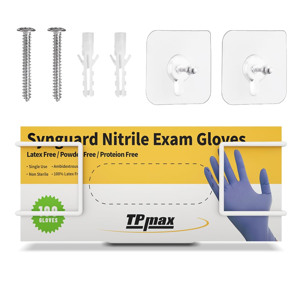 TPmax L Size Gloves Box Holder Glovesbox Wire Rack Dispenser for Gloves,Tissues Paper Towels Organizer - Mounting Accessories Included - Holds 1 Box - Perfect for Lab, Food Service and Home