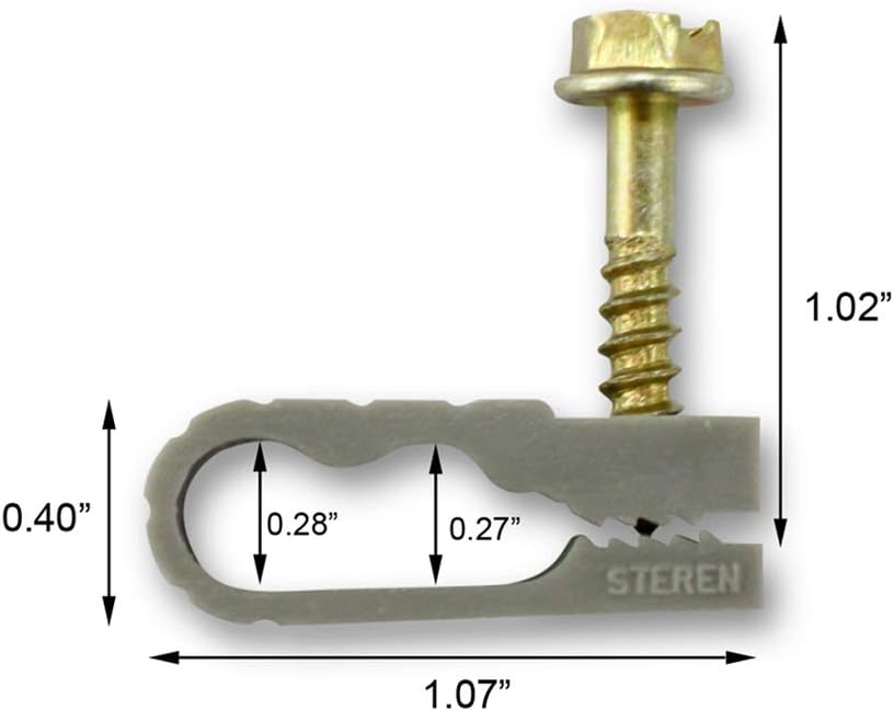STEREN Coaxial Cable Clips - Cable Holder - Wire Clips - Siding Clips For Hanging - Cord Holder For Desk - Cable Clamps - Cord Clip - Wire Organizer Clips - Tv Mount Screws - Black - 100 Pack