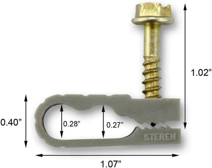 STEREN Coaxial Cable Clips - Cable Holder - Wire Clips - Siding Clips For Hanging - Cord Holder For Desk - Cable Clamps - Cord Clip - Wire Organizer Clips - Tv Mount Screws - Black - 100 Pack
