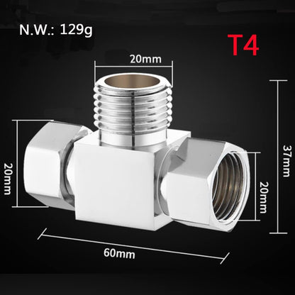 Water Diverter Fitting Adapter, Add-A-Tee G1/2" Hose Connector Adapter for Angle Valve adapter, Shower arms, Toliet Bidet Sprayer, Hose Pipe Fittings (3 Way T2)