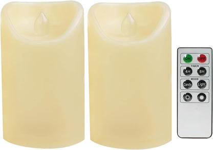 CANDLE CHOICE Waterproof Outdoor Battery Operated Flameless Candles with Remote Timer Plastic Flickering Fake Electric LED Pillars for Lantern Garden Wedding Christmas Decorations 3x4 Inches 3 PCS