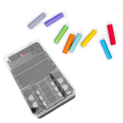 Multifunctional 104 Grids Battery Organizer Case with Tester - Store AAA, AA, C, D, 9V & Button Cells