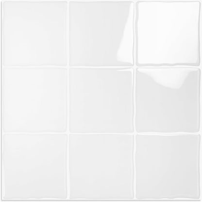 10 Sheet Thicker Peel and Stick Backsplash Tile, 12"x12" 3D Self Adhesive Square Mosaic Subway Checkered Vinyl Backsplash Stick on Wall Tiles for Bathroom, Kitchen, Living Room (10, Orange)