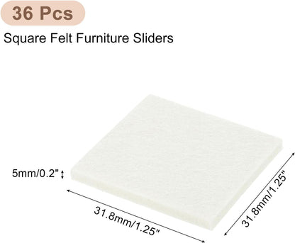 uxcell Furniture Pads, 36Pcs 1.5" - Square Self Adhesive Felt Furniture Pads, Floor Protectors for Furniture Feet Chairs Legs Hardwood Floors (Black)