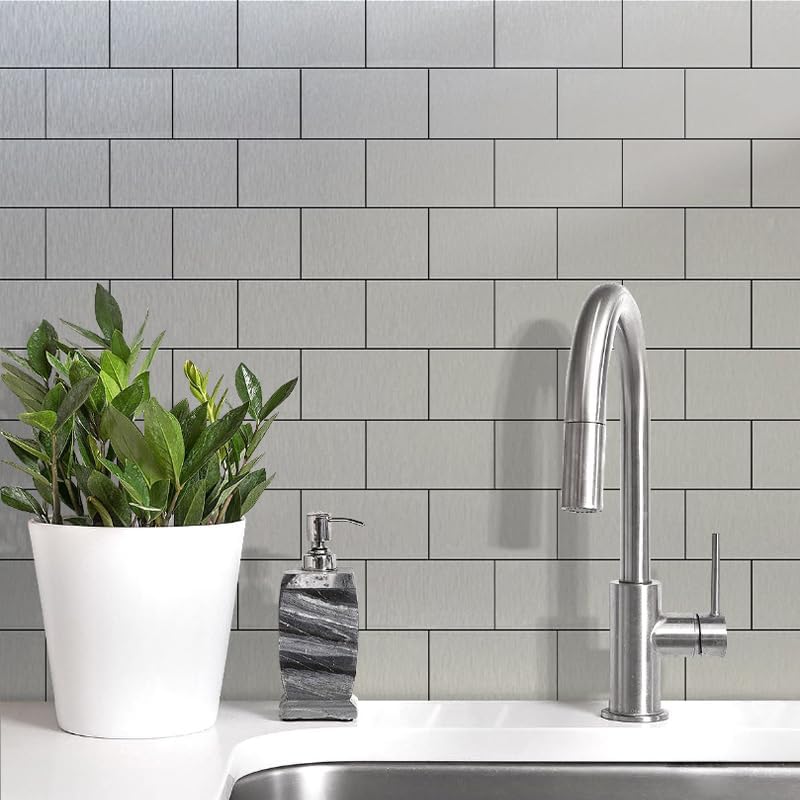 DICOFUN 10-Sheet Polished White Thick PVC Peel and Stick Backsplash, Ceramic Look Subway Tile White Kitchen Backsplash Peel and Stick Wall Tiles