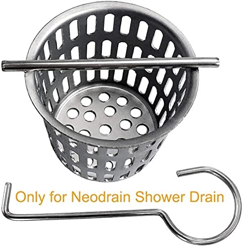 Neodrain Shower Drain Hair Catcher – Stainless Steel Hair & Debris Strainer with Lifting Hook, Hair Trap Filter Basket for Bathroom Drains, Reusable Hair Strainer for Clog-Free Drains