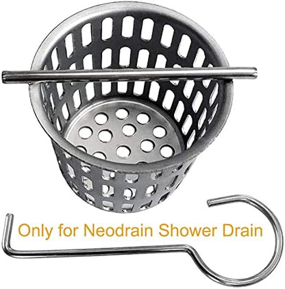Neodrain Shower Drain Hair Catcher – Stainless Steel Hair & Debris Strainer with Lifting Hook, Hair Trap Filter Basket for Bathroom Drains, Reusable Hair Strainer for Clog-Free Drains