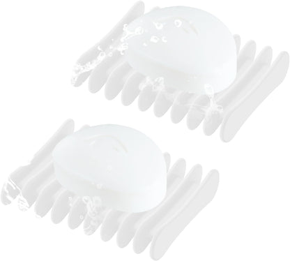 2 Pcs Self Draining Silicone Soap Holder - Waterfall Design Soap Dishes for Bathroom, Keeps Soap Bars Dry & Clean,White