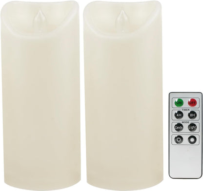 CANDLE CHOICE Waterproof Outdoor Battery Operated Flameless Candles with Remote Timer Plastic Flickering Fake Electric LED Pillars for Lantern Garden Wedding Christmas Decorations 3x4 Inches 3 PCS