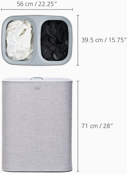 Joseph Joseph Tota Trio 90 liter/23.8 gallon Laundry Hamper Separation Basket with lid, 3 Removable Washing Bags with Handles- Ecru