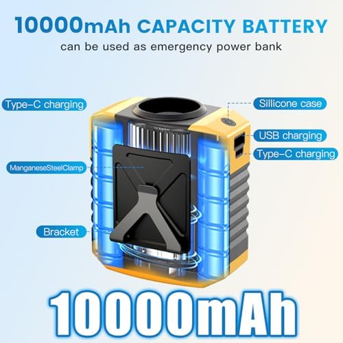 Waist Fan - 3-Speed Clip-On Fan, 16000RPM, 10000mAh Rechargeable Battery, LED SOS Light - Portable Cooling for Outdoor & Work
