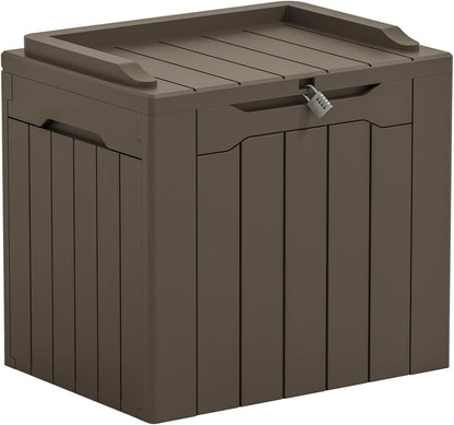 Greesum Outdoor Storage Box 31 Gallon Storage Box with Lid for Patio Furniture, Garden Tools, Pool Supplies, Waterproof and UV Resistant, Lockable, Dark Black