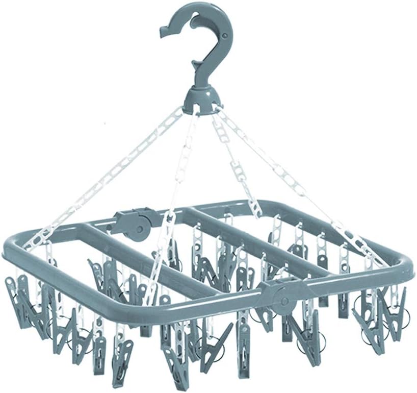 Clip and Drip Hanger Clothes Hanger Drying Rack 32 Clips (Blue)