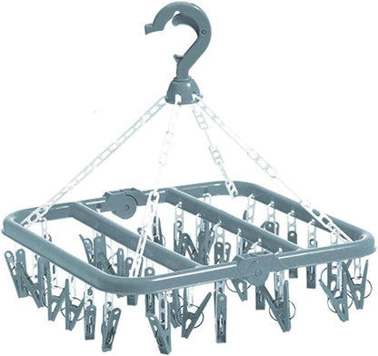 Clip and Drip Hanger Clothes Hanger Drying Rack 32 Clips (Blue)