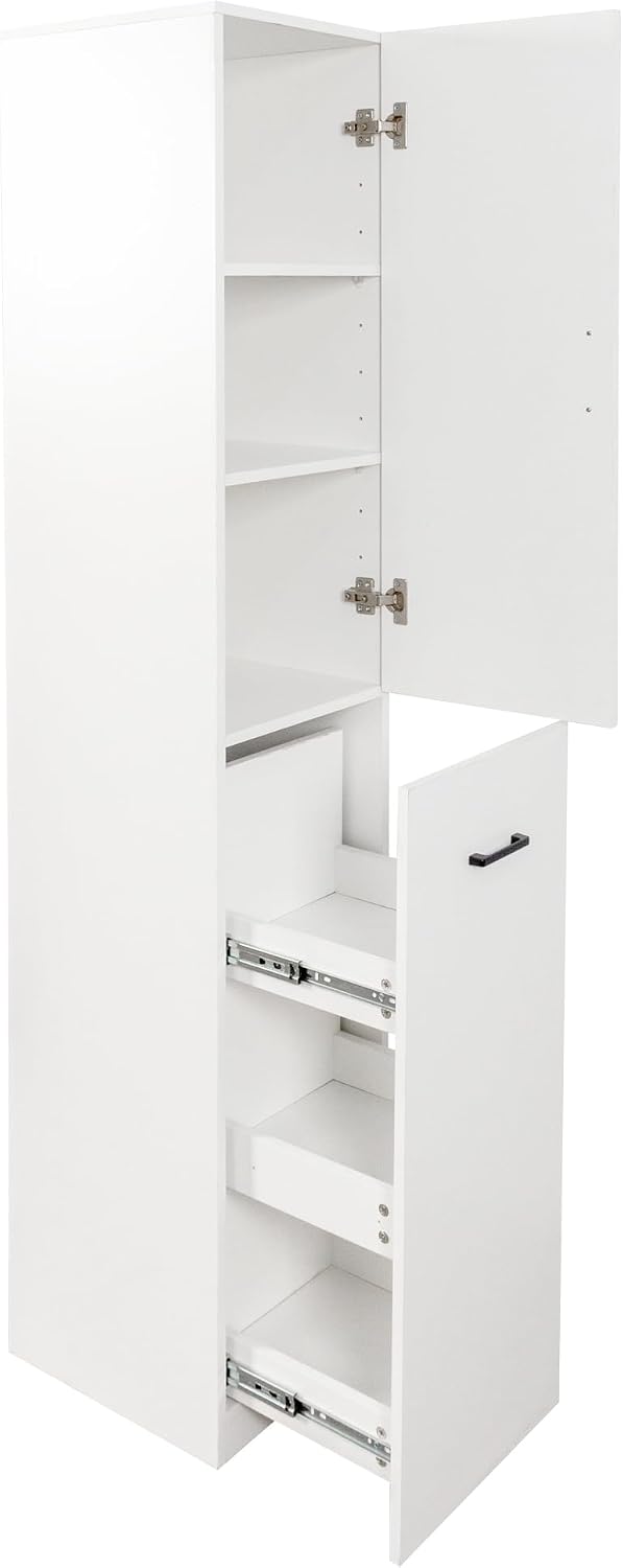 68'' Tall Narrow Storage Cabinet with Handle & Wheels, 7 Tier Pull-Out Kitchen Pantry Cart, Rolling Slim Freestanding Organizers Shelf Spice Rack for Small Spaces (White-Wheels, 7 Tier)