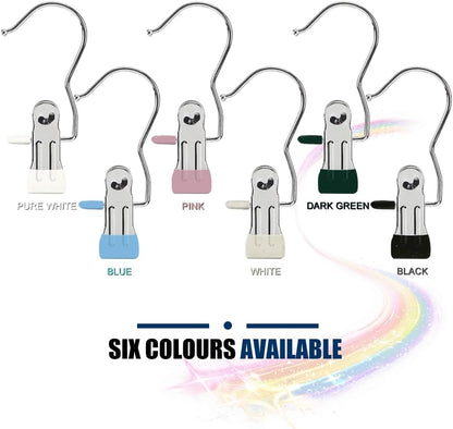 Hangers Clips,Stainless Multi Function Clip Hooks,Laundry Hanging Hooks Clips,Closet Hangers,Boot Clips， Hats Clips,Socks Clips,Pants Clips, Bras Clips(50, Pure White)