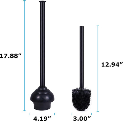 Blue Donuts Toilet Brush and Plunger Set with Holder, Sleek Minimalist Modern Stainless Steel Bathroom Accessories Toilet Plunger and Toilet Bowl Brush Combo