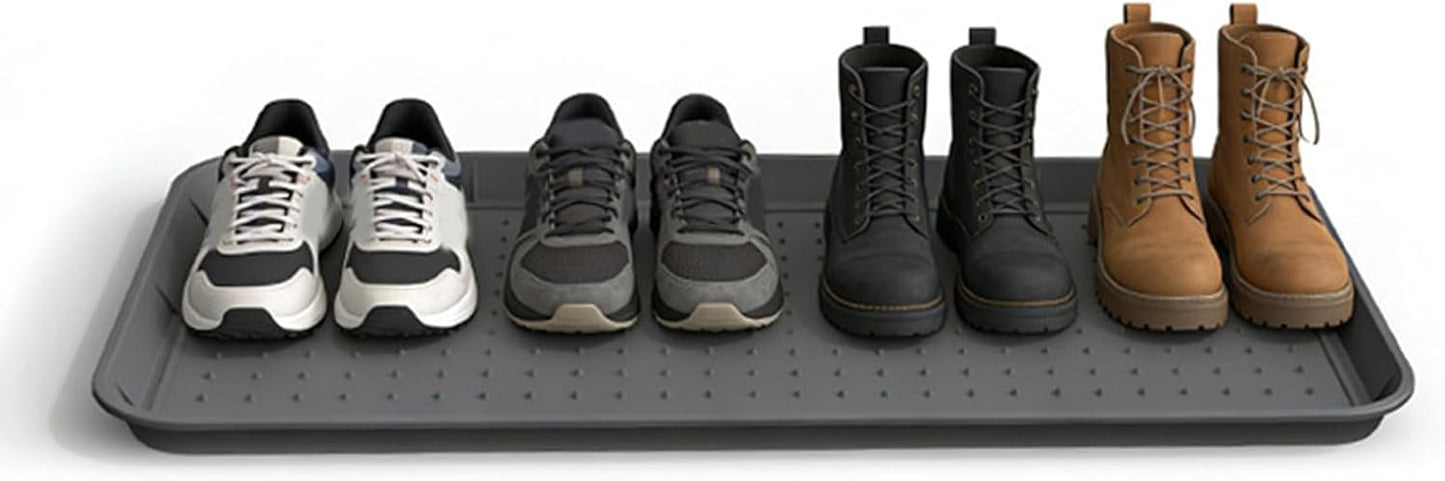 ASHATA Boot Tray Heavy Duty Silicone Shoe Mat Tray with Lip Non Slip, Boot Mat Organizer for Front Door Entryway Indoor Outdoor Use, 30x15 Inch (Grey)