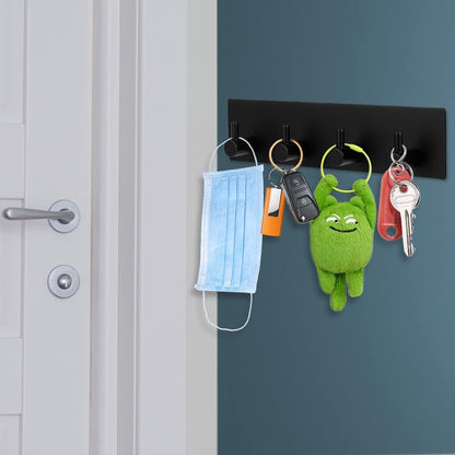 Picowe Key Holder for Christmas Wall Decorative, Adhesive Stainless Steel Key Hooks, Key Hanger Key Organizer Towel Hook Coat Hanger for Entryway Hallway Kitchen (Four Rows, Golden 1 PC)