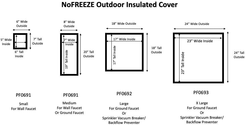 PF WaterWorks PF0691 NoFREEZE Outdoor Ground/Wall Faucet Freeze Protection Cover/Sock-Hiigh Quality 3M Thinsulate Insulation-Size Medium (8" x 20"), Black