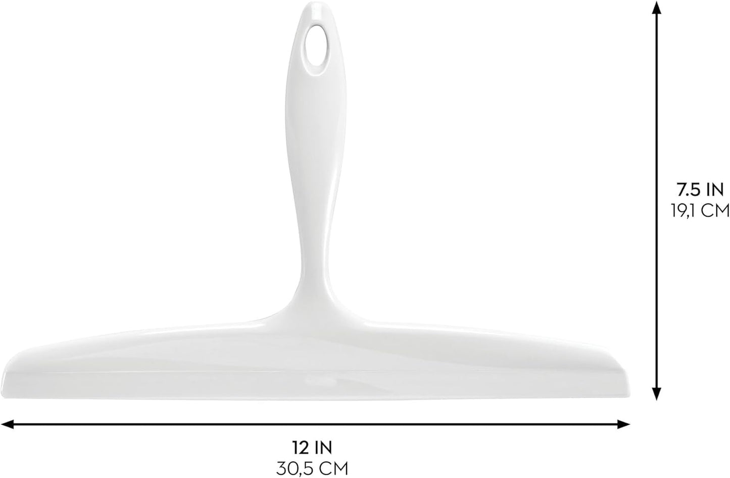 iDesign Plastic Bath Squeegee for Glass with Suction Hook Holder – 12", Clear