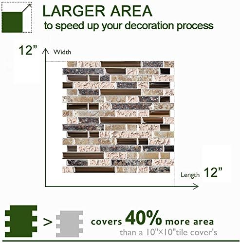 STICKGOO Thicker Design Peel and Stick, Self Adhesive Stick On Tile Backsplash for Kitchen and Bathroom, Beige & White, 12”×12”, 10 Sheets