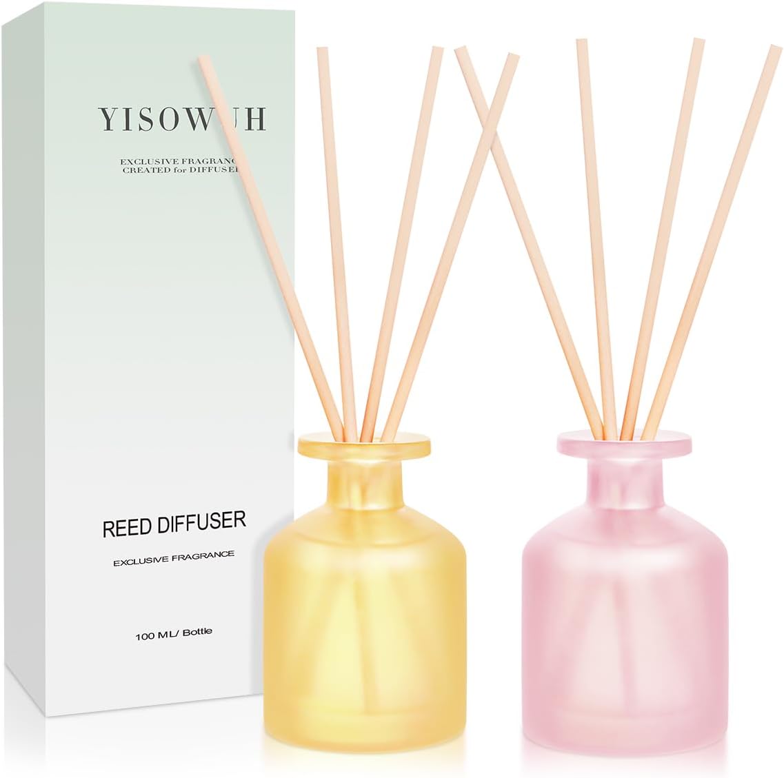 Reed Diffuser for Home, Clean Linen Scent 3.38oz (100ml)*1 Pack Essential Oil Reed Diffuser Set with 8 Sticks, Long Lasting Air Freshener for Bathroom Bedroom Living Room, Home Decor & Gifts