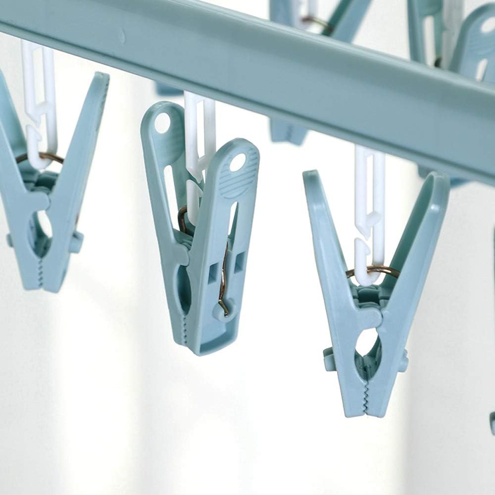 Clip and Drip Hanger Clothes Hanger Drying Rack 32 Clips (Blue)