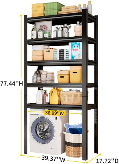 Over Washer and Dryer Shelves, Laundry Room Shelves Adjustable Metal Heavy Duty Freestanding Storage Shelves, Washing Machine Rack for Organization and Storage, Black (Black, 63''H*35.43''W*11.81''D)