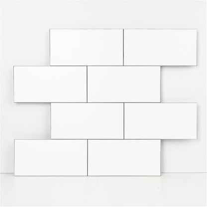 10- Sheet Polished White Peel and Stick Backsplash, 12’’Luxury PVC Ceramic Look Self Stick Subway Tiles, Waterproof Peel and Stick Wall Tiles for Kitchen and Bathrrom