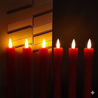 Flameless Taper Candles with Remote, 6.7 Inch Short Taper Candles Battery Operated with Flickering 3D Flame, Led Candle Sticks Safe for Windowsill Wedding Home Christmas Decor, Ivory, Set of 6