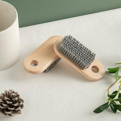 2 Pcs Wood Laundry Brush | Soft Bristle, For Shoe & Clothing Stain Removal, Easy to Grip, Scrubs Tough on Delicate, Hand Washing Clothes