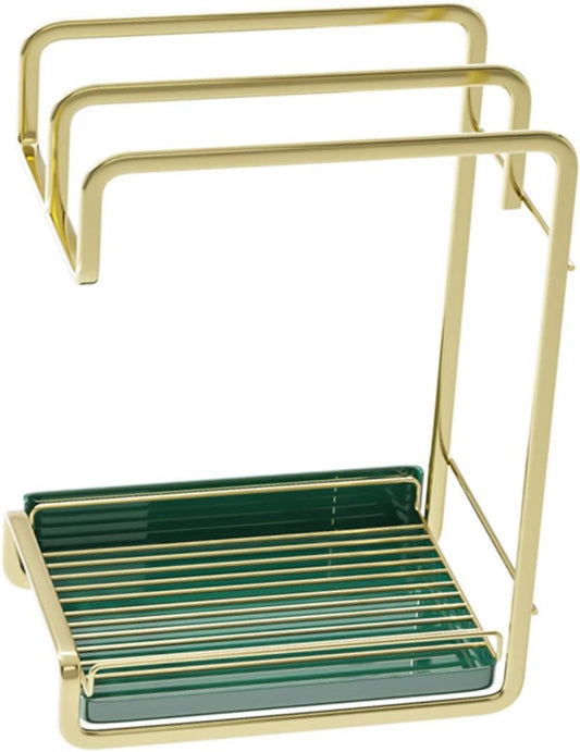 PRETYZOOM Punch Wall Mounted Duster Cloth Rack Multi Functional Kitchen Storage Accessory for Sponges Detergents and Cleaning Tools Space Saving Design Easy Installation