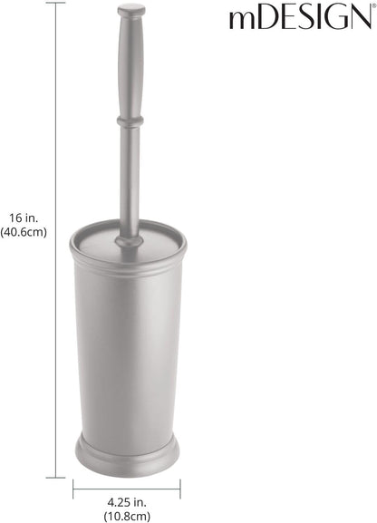 mDesign Metal Freestanding Slim Toilet Bowl Brush and Holder