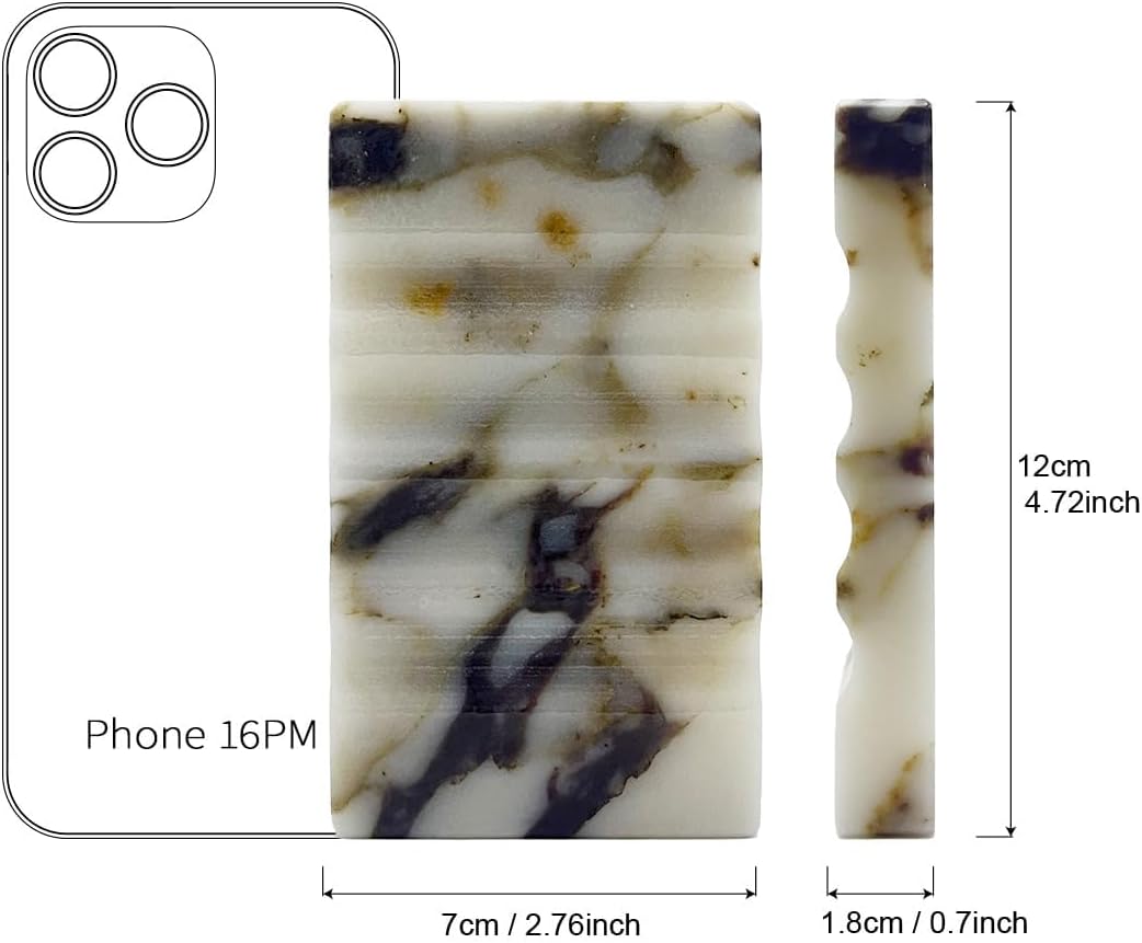 WeDoDecor Real Marble Soap Dish for Shower Stone Tray Small Bar Soap Holder with Self Draining | Non-Slip, Luxury Bath Room Accessories (White)